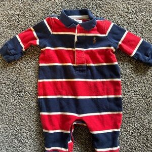 Ralph Lauren Red and Navy Striped Bodysuit